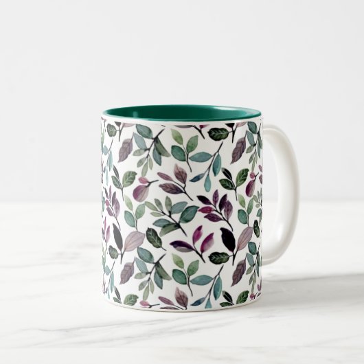 Blumengrün - Muster Zweifarbige Tasse (VorderseiteRechts)