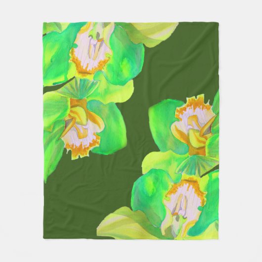 Blumengrün-orchid Blume Fleecedecke (Vorderseite)