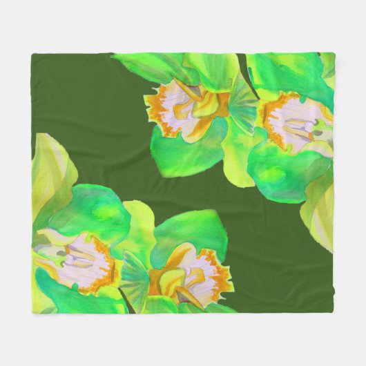 Blumengrün-orchid Blume Fleecedecke (Vorderseite (Horizontal))