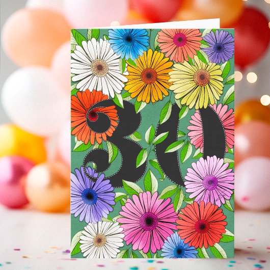 Blumengrün Personalisiert 30. Geburtstag Karte