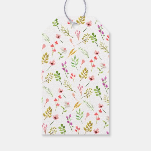 Blumengrün Pink Bow Rustic Baby Dusche Geschenkanhänger (Rückseite)