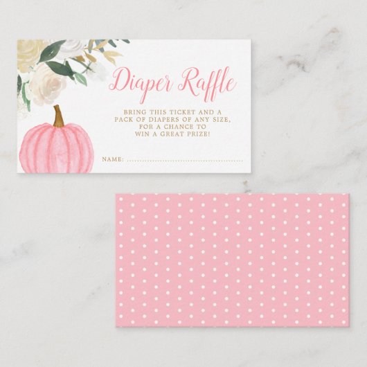 Blumengrün Pink Pumpkin Fall Windeln Raffle Begleitkarte (Vorne/Hinten)