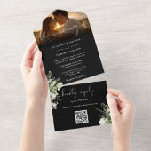 Blumengrün QR Code Skript Hochzeitsschreiben Foto All In One Einladung (Abreißen)