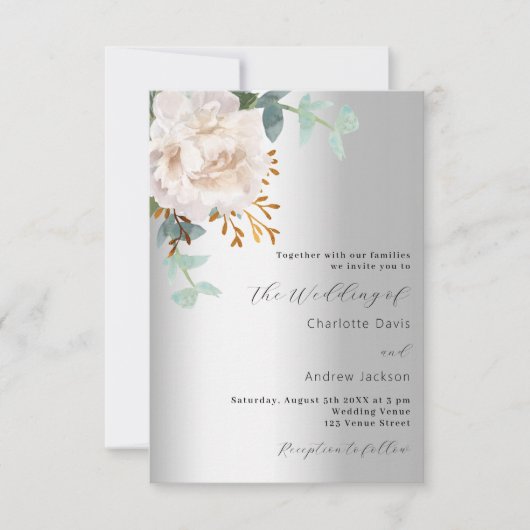 Blumengrün QR UAWG Hochzeit Einladung (Vorderseite)