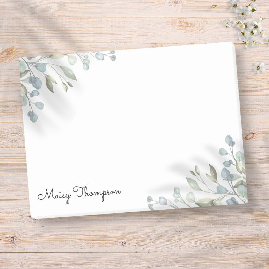Blumengrün-Rahmen-Monogramm-Name Post-it Klebezettel