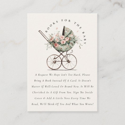 Blumengrün - Rollbücher für Babydusche Begleitkarte (Vorderseite)