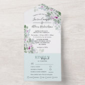 Blumengrün-rosa Wasserfarbenhochzeit All In One Einladung (Innen Boden)