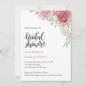 Blumengrün Rose Brautparty Einladung (Vorderseite)