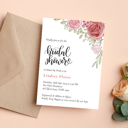 Blumengrün Rose Brautparty Einladung