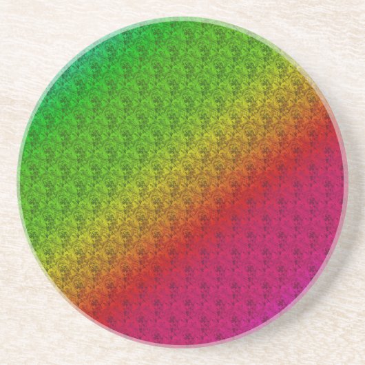 Blumengrün roter Regenbogen Gradient Diagonal Blen Getränkeuntersetzer (Vorne)