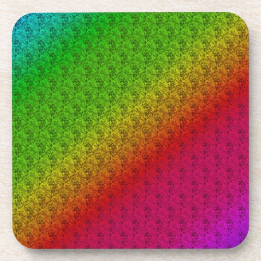 Blumengrün roter Regenbogen Gradient Diagonal Blen Getränkeuntersetzer (Vorderseite)