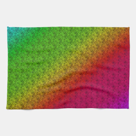 Blumengrün roter Regenbogen Gradient Diagonal Blen Handtuch (Horizontal)