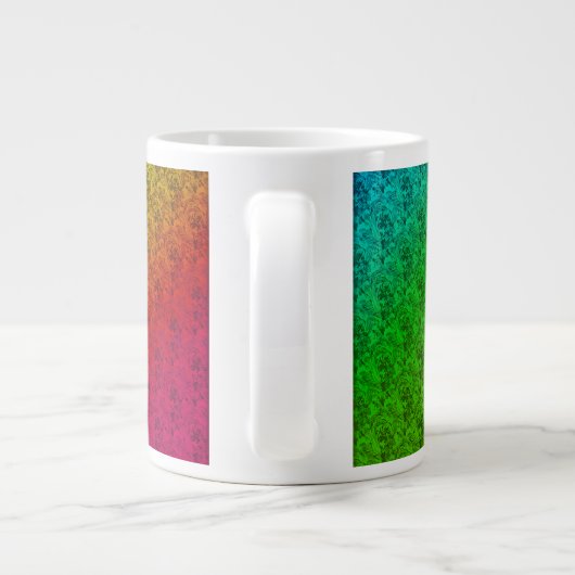 Blumengrün roter Regenbogen Gradient Diagonal Blen Jumbo-Tasse (Rückseite)