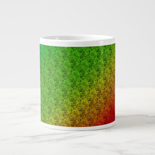 Blumengrün roter Regenbogen Gradient Diagonal Blen Jumbo-Tasse (Vorderseite)