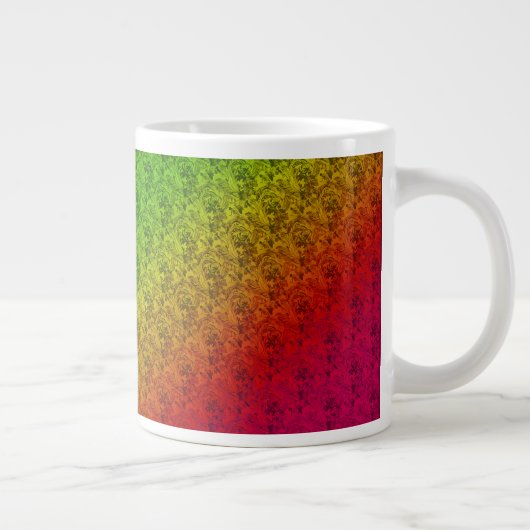 Blumengrün roter Regenbogen Gradient Diagonal Blen Jumbo-Tasse (Rechts)