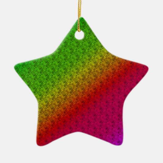 Blumengrün roter Regenbogen Gradient Diagonal Blen Keramik Ornament (Vorne)