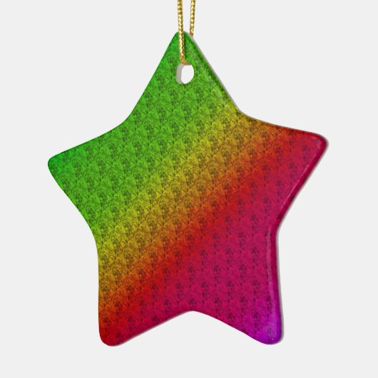 Blumengrün roter Regenbogen Gradient Diagonal Blen Keramik Ornament (Links)