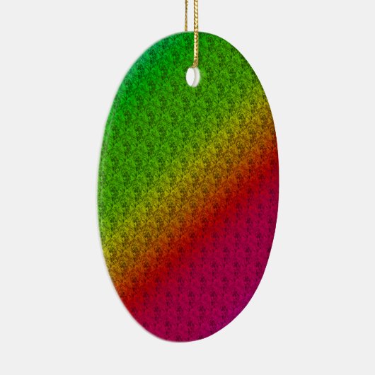 Blumengrün roter Regenbogen Gradient Diagonal Blen Keramikornament (Rechts)