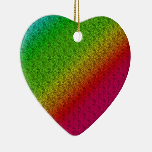 Blumengrün roter Regenbogen Gradient Diagonal Blen Keramikornament (Rechts)