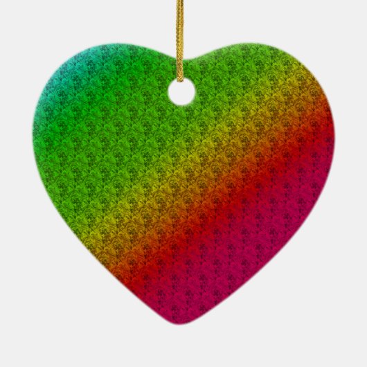 Blumengrün roter Regenbogen Gradient Diagonal Blen Keramikornament (Hinten)