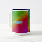 Blumengrün roter Regenbogen Gradient Diagonal Blen Zweifarbige Tasse (Vorderseite Links)