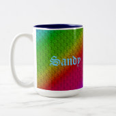 Blumengrün roter Regenbogen Gradient Diagonal Blen Zweifarbige Tasse (Links)