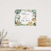 Blumengrün Safari Baby Dusche Begrüßungszeichen Poster (Küche)