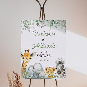 Blumengrün Safari Babydusche Begrüßungszeichen Fotodruck