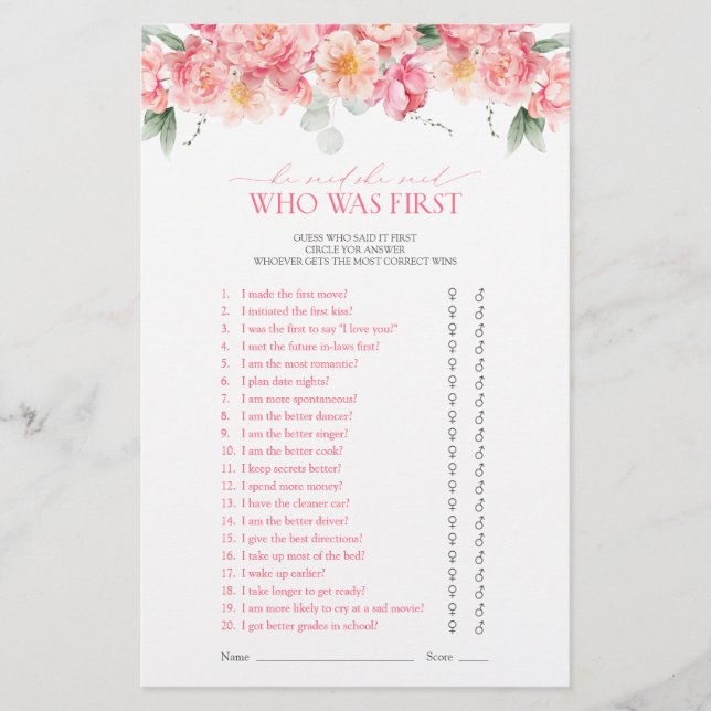 Blumengrün sagte er, sie sagte rosa Duschenspiel (Vorderseite)