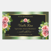 Blumengrün-schwarz-goldene Produktkennzeichnungen Rechteckiger Aufkleber (Vorderseite)