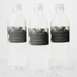 Blumengrün-Schwarz-Hochzeit Wasserflaschenetikett