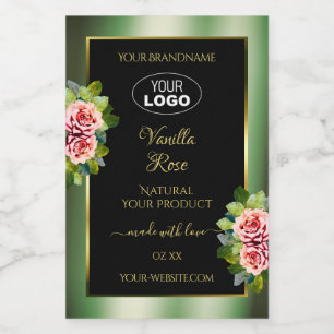 Blumengrün-schwarze Produktkennzeichnungen Rosa Ro Lebensmitteletikett