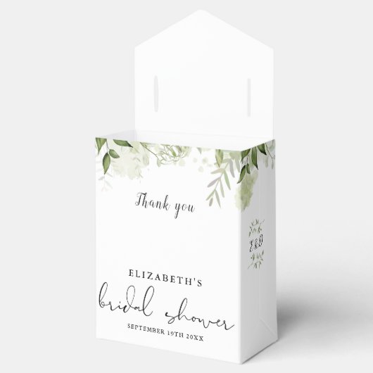 Blumengrün-Script-Brautparty Geschenkschachtel (Geöffnet)