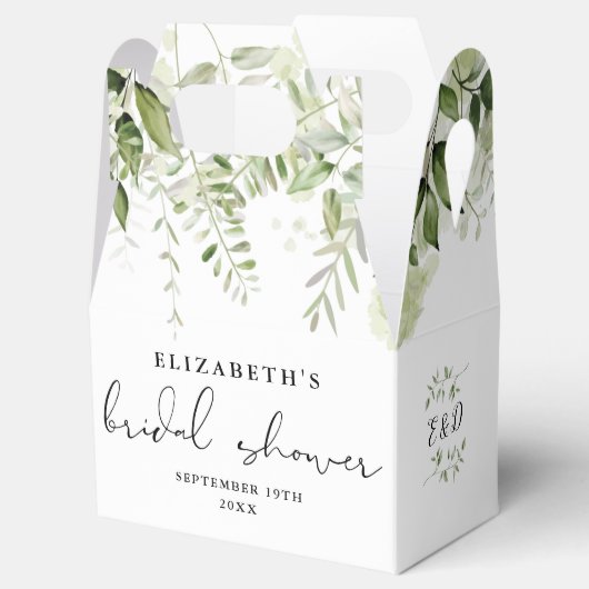 Blumengrün-Script-Brautparty Geschenkschachtel (Geöffnet)