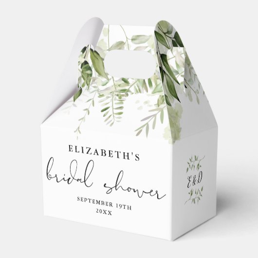 Blumengrün-Script-Brautparty Geschenkschachtel (Vorderseite)