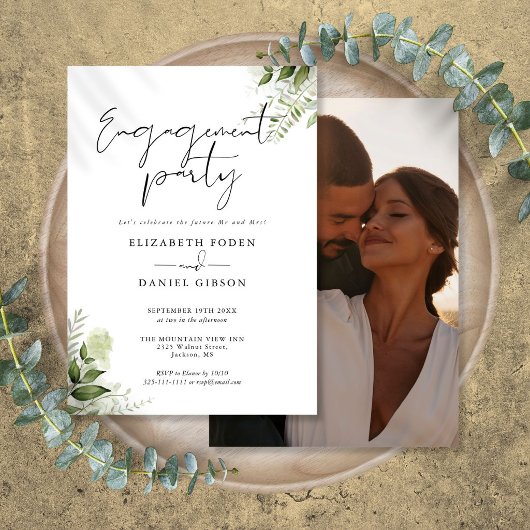 Blumengrün, Script-Foto-Engagement-Partei Einladung