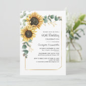 Blumengrün Sonnenblume 90. Geburtstagsparty Einladung (Stehend Vorderseite)