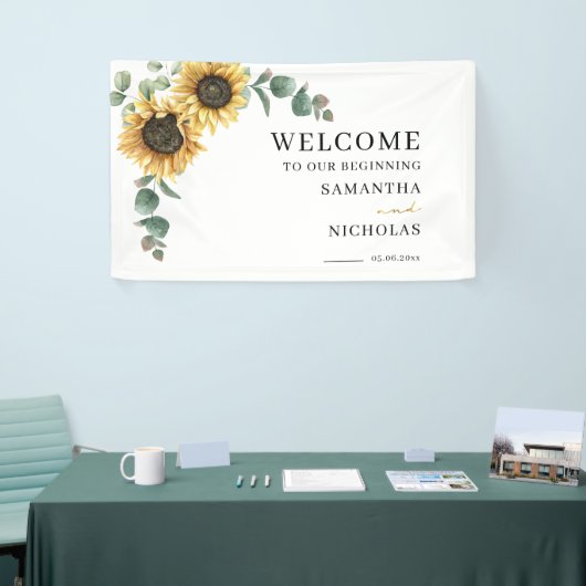 Blumengrün Sonnenblume Botanische Hochzeit Banner (Messeveranstaltung)