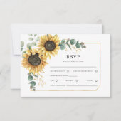 Blumengrün Sonnenblumen Hochzeit RSVP Karte (Vorderseite)