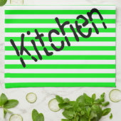 Blumengrün Streifen Küche Handtuch (Gefaltet)