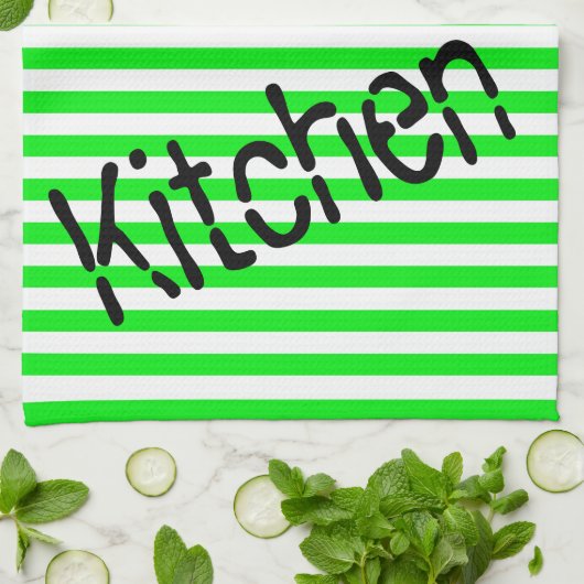 Blumengrün Streifen Küche Handtuch (Gefaltet)