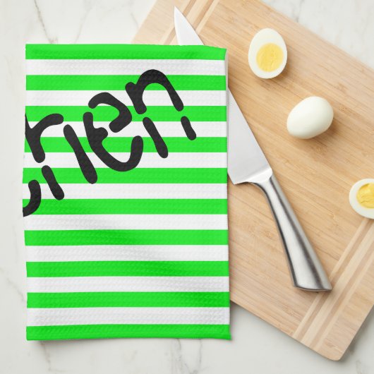 Blumengrün Streifen Küche Handtuch (Viertel Falte)