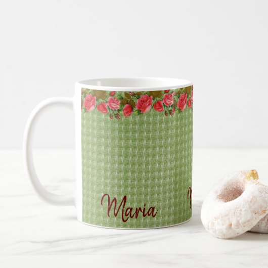 Blumengrün-Tasse Kaffeetasse (Mit Donut)