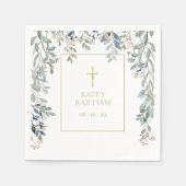 Blumengrün Taufe Christening Serviette (Vorderseite)