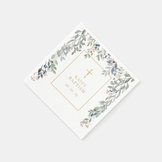 Blumengrün Taufe Christening Serviette (Ecke)