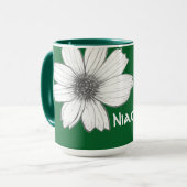 Blumengrün, tiefgrün Individuelle Name Tasse (Vorderseite Links)