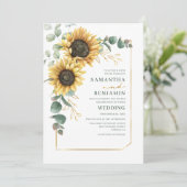 Blumengrün Typografie Hochzeit Einladung (Stehend Vorderseite)