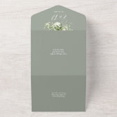 Blumengrün Typografie Sage Green Wedding All In One Einladung (Außenbereich)