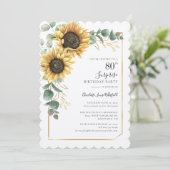 Blumengrün Überraschung 80. Geburtstag Einladung (Stehend Vorderseite)