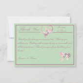 Blumengrün und Mauve Wedding Dankeskarte (Vorderseite)
